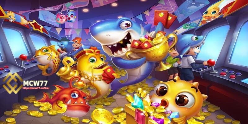 ฉากเกมยิงปลาและสิ่งมีชีวิตใต้น้ำสำหรับการอ่านจังหวะเป้าหมาย